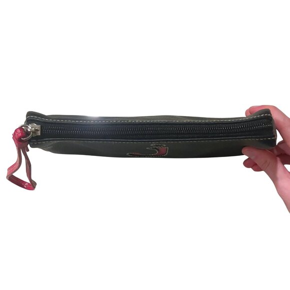 Vintage Y2K Black Pink Monogram J Faux Leather Wristlet Initial Makeup Bag - Picture 3 of 14